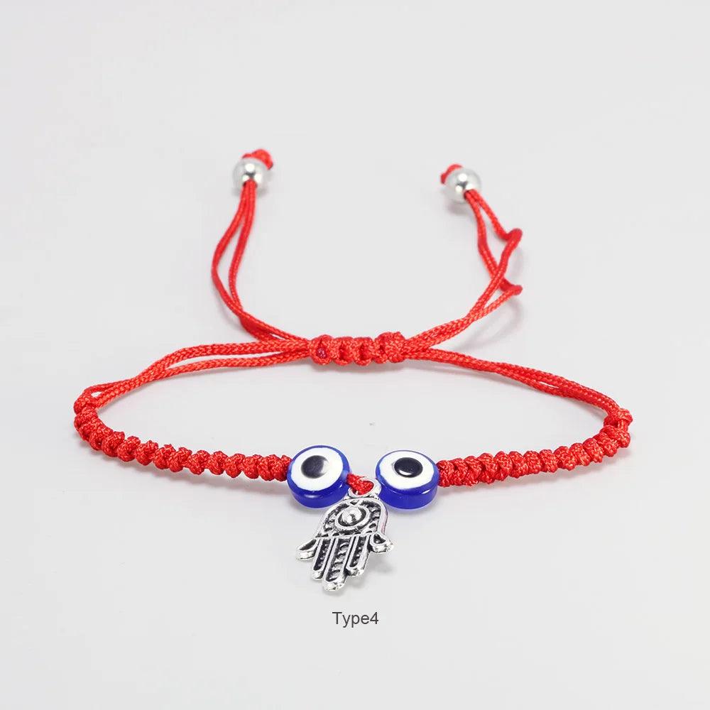 Hand Braided Lucky Red String Charm Bracelet Women Men Blue Evil Eye Round Beads Bracelet NAZAR BONCUK Friendship Jewelry - GQTORCH Jewelry