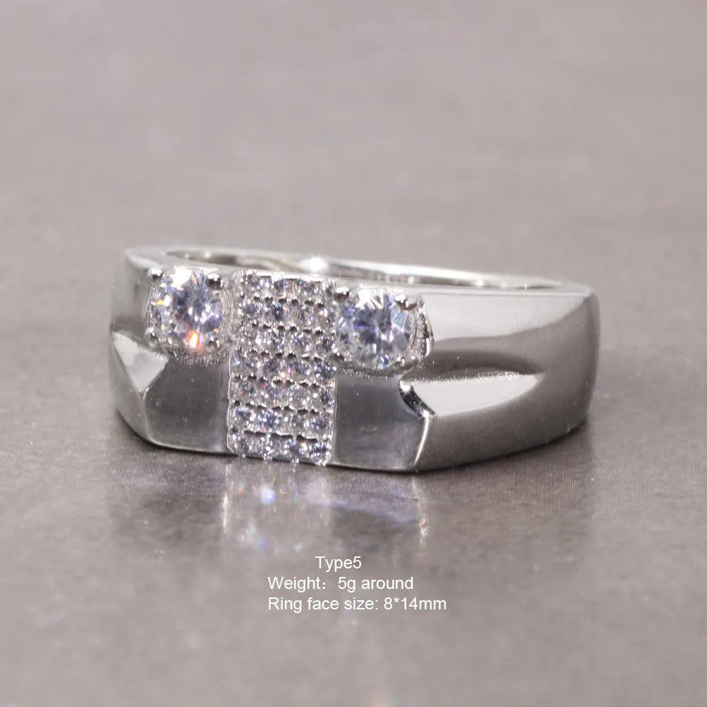 Sterling Silver Rings With Stones Simulated Diamond Anniversary Male Engagement Rings High Quality - GQTORCH Jewelry