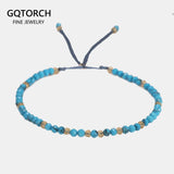 Natural Turquoise Beads Bracelet For Women Adjustable Length 3mm Small Beads Yoga Healing Bracelet Natural Gemstone Bracelet - GQTORCH Jewelry