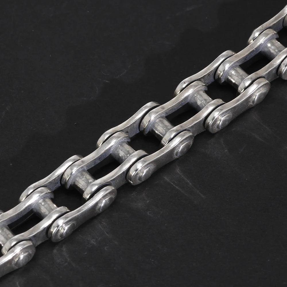 Vintage Bicycle Chain Bracelet 925 Sterling Silver for Men Viking Fine Jewelry - GQTORCH Jewelry