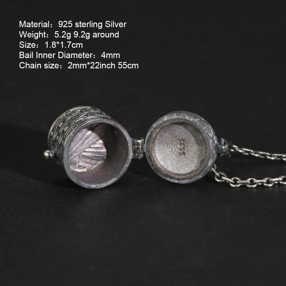 Real 925 Sterling Silver Vintage Jewelry Braid Rattan Pendant Necklace Openable Men Women Prayer Gawu Box Buddha Jewelry - GQTORCH Jewelry