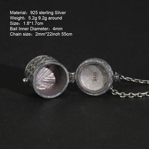 Real 925 Sterling Silver Vintage Jewelry Braid Rattan Pendant Necklace Openable Men Women Prayer Gawu Box Buddha Jewelry - GQTORCH Jewelry