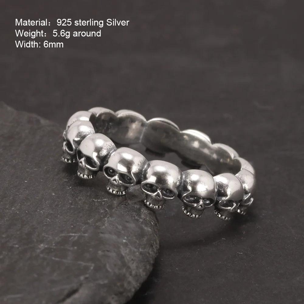 925 Sterling Silver Cool Couple Rings Retro Punk Rock Style Skull Rings For Men and Women - GQTORCH Jewelry