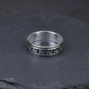 Real Pure 925 Sterling Silver Rotatable Rings Om Mani Padme Hum For Women And Men Prayer 6mm Shurangama Mantra Buddhism Jewelry - GQTORCH Jewelry