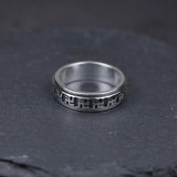 Real Pure 925 Sterling Silver Rotatable Rings Om Mani Padme Hum For Women And Men Prayer 6mm Shurangama Mantra Buddhism Jewelry - GQTORCH Jewelry