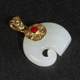 Natural Stone White Jade Elephant Pendant Gold Plated Real Silver 925 Jewelry For Women Personalized Necklace Jewelry Making - GQTORCH Jewelry