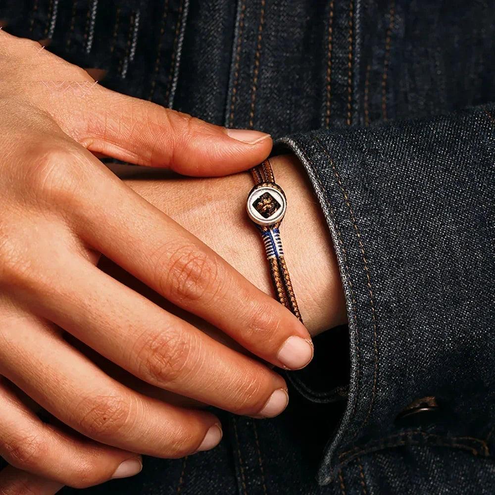 New Arrival Handwoven 925 Sterling Silver Button Bracelet for Men Fashion Classic Hip Hop Rock Bracelet Jewelry - GQTORCH Jewelry