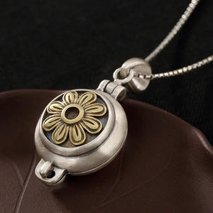Real 925 Sterling Silver Sun Flower Locket Pendant Vintage Openable Shurangama Mantra Pendants For Women 2018 New Arrivals - GQTORCH Jewelry