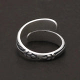 999 Pure Silver Retro Lotus Open Ring for Women Vintage Thai Silver Color Double Layer Adjustable Ethnic Female Jewelry Gift