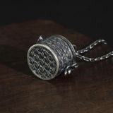 Real 925 Sterling Silver Vintage Jewelry Braid Rattan Pendant Necklace Openable Men Women Prayer Gawu Box Buddha Jewelry - GQTORCH Jewelry