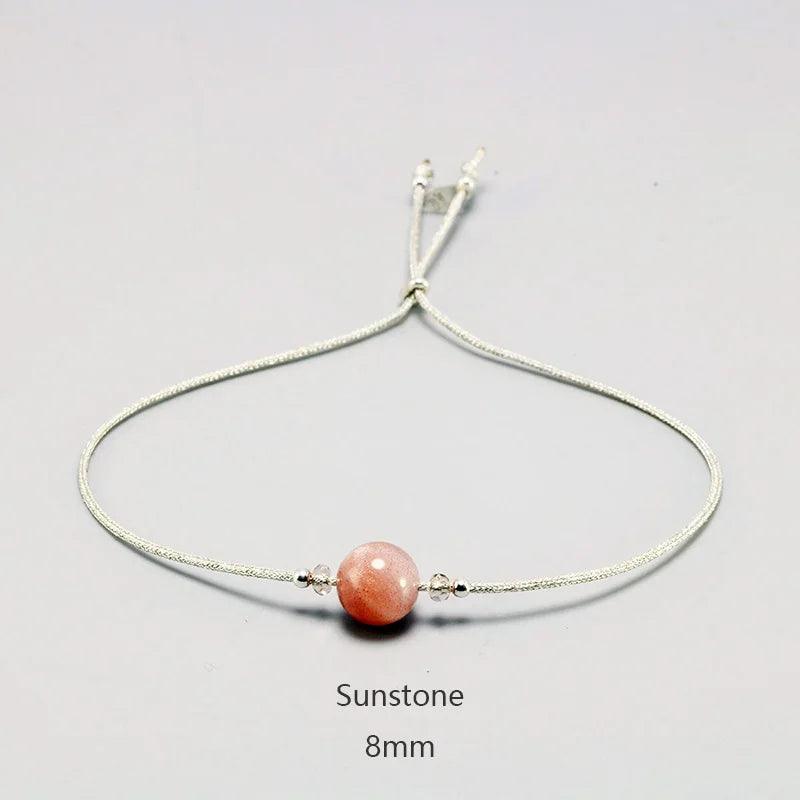 Handmade Moonstone Bracelet Thin Rope With Natural Crystal 925 Sterling Silver Beads Personalized Bracelets For Women - GQTORCH Jewelry