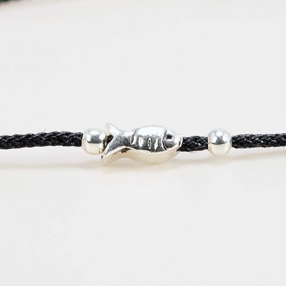 Lucky Red Rope Bracelets 925 Sterling Silver Fish Adjustable Simple Charm Bracelets for Women - GQTORCH Jewelry