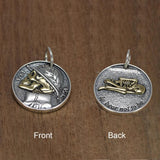 Real 925 Sterling Silver Double Sided Skull Pendant Men Women Retro Punk Style Coin Round Kitten Necklace - GQTORCH Jewelry
