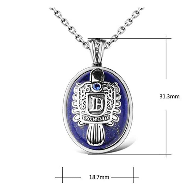 Real 925 Sterling Silver The Vampire Diaries Jewelry Damon Salvatore Stefan Pendant Natural Lapis Stone Custom Letters - GQTORCH Jewelry