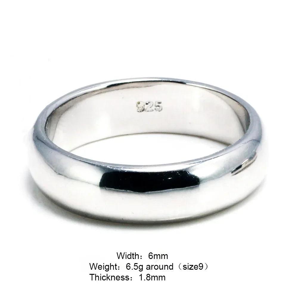 Real Pure 925 Sterling Silver Rings For Women And Men Simple Couple Ring Smooth Wedding Band For Lovers Free Name Engraved - GQTORCH Jewelry
