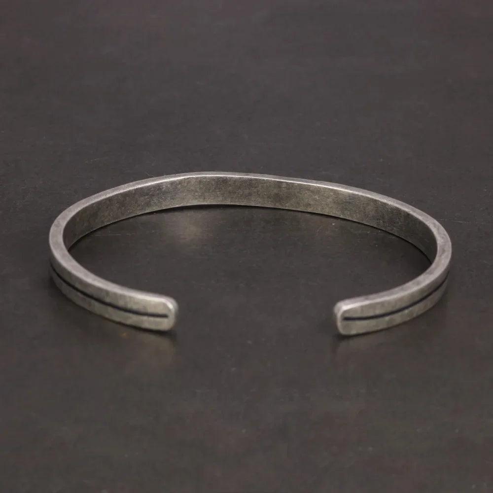 Viking Armband 925 Sterling Silver Men's Women's Vintage Handmade Bracelet Simple Classic Fine Jewelry Open Cuff Bangle - GQTORCH Jewelry
