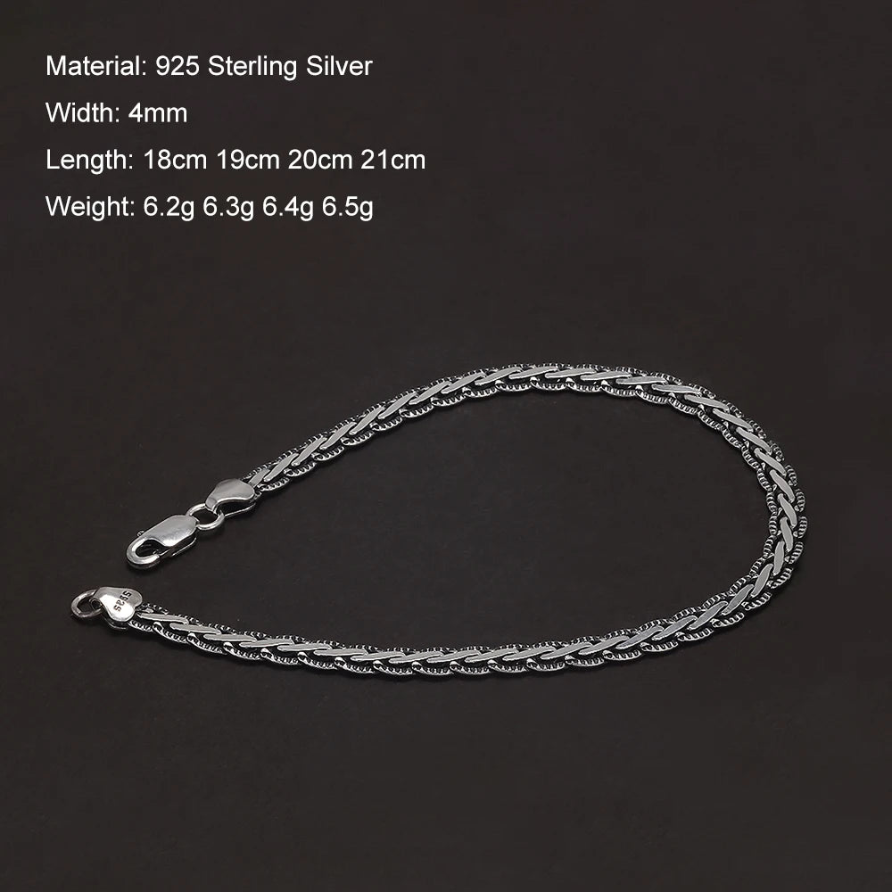New Fashion 925 Sterling Silver Cuban Link Chain Bracelet Necklace for Men Women 4mm Wide Punk Retro Trending Party Jewelry
