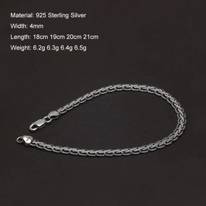 New Fashion 925 Sterling Silver Cuban Link Chain Bracelet Necklace for Men Women 4mm Wide Punk Retro Trending Party Jewelry