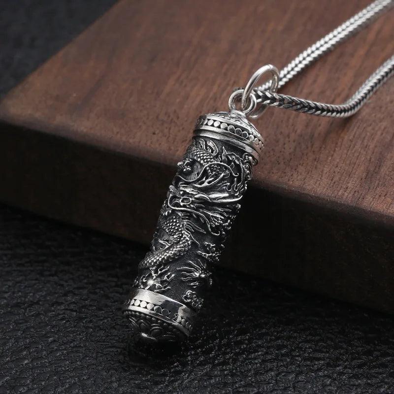 Sterling Silver 925 Dragon Pendant for Men Openable Pendant Fine Jewelry Retro Punk Style - GQTORCH Jewelry
