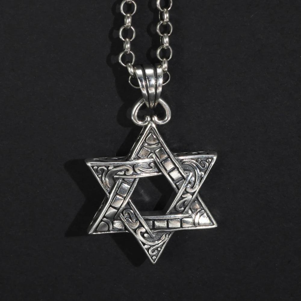 Real 925 Sterling Silver Star of David Men's Pendant Six Pointed Religious Amulet Symbol Necklace Fine Jewelry - GQTORCH Jewelry