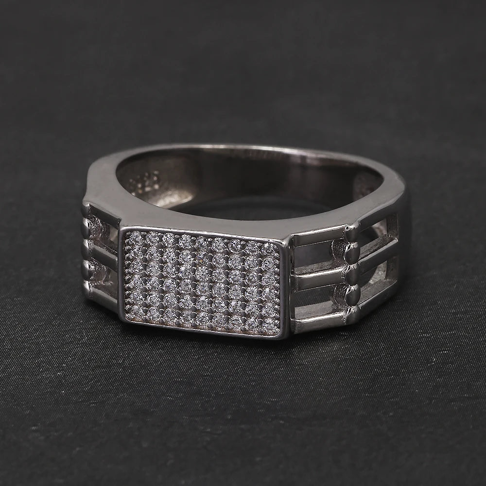 100% Sterling Silver Men Wedding Band Micro Inlaid Zircon Engagement Ring Fashion Eternity Promise Ring Luxury Designer Jewelry