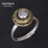 100% 925 Silver Retro Tibetan Prayer Wheel Buddha Adjustable Ring for Men and Women OM Datura Rotatable Religious Jewelry - GQTORCH Jewelry