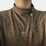 Genuine Sterling Silver 925 Christian Cross Necklace Men and Women Vintage Antique Prayer Religious Pendant Jewelry - GQTORCH Jewelry