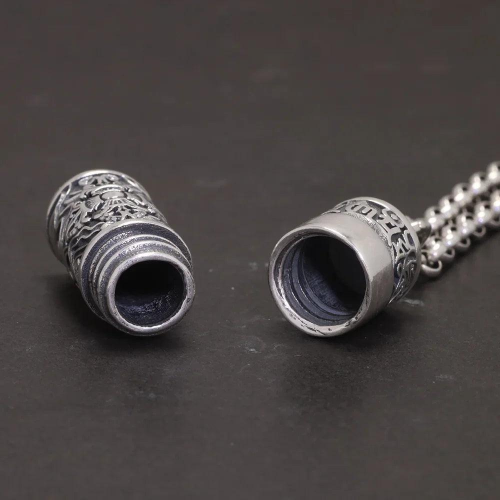 Sterling Silver 999 Vajra Pestle Amulet Charm Om Mani Padme Hum Pendant Necklace Openable Gawu Box Buddhist Jewelry - GQTORCH Jewelry