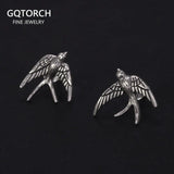 S925 Sterling Silver Vintage Men's and Women's Earrings Swallow Animal Earrings Punk Thai Silver Animal Jewelry - GQTORCH Jewelry