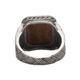 Real Pure 925 Sterling Silver Ring Antique Vintage Men's Ring Natural Agate Tiger Eye Fine Jewelry - GQTORCH Jewelry