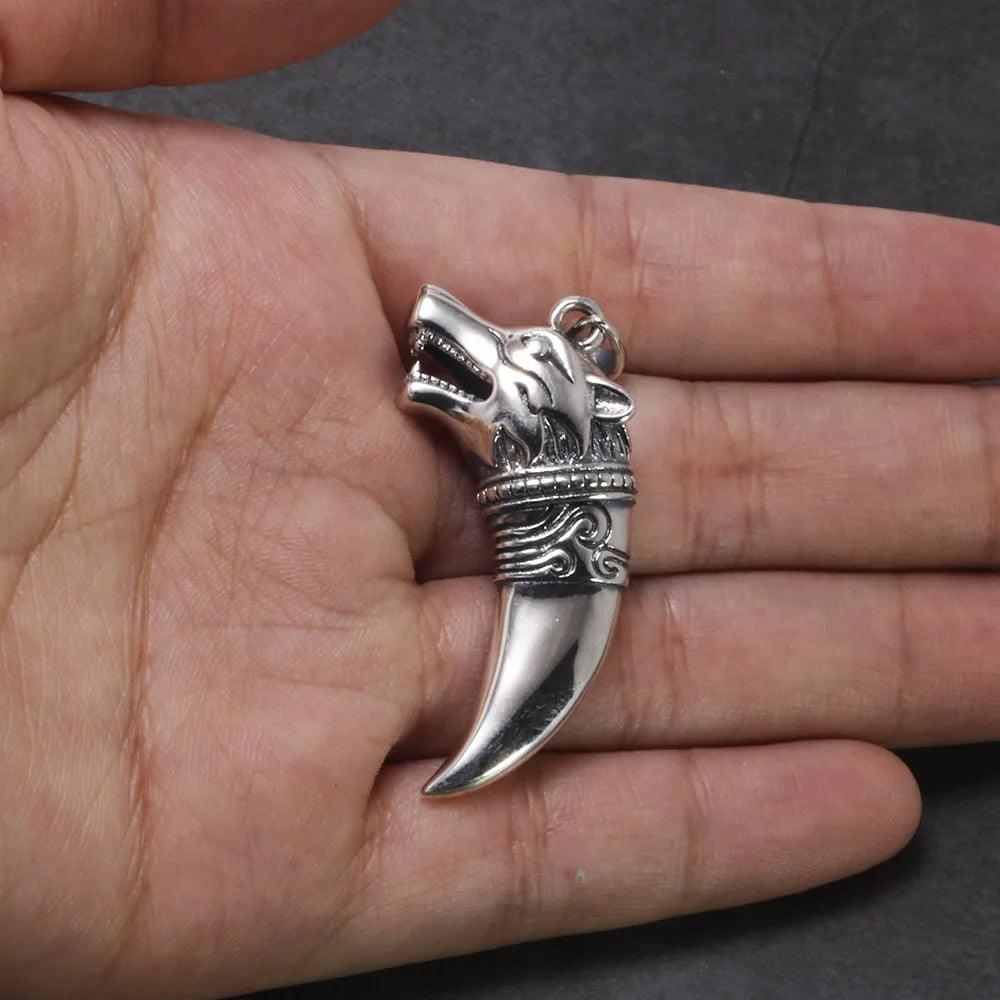 Thai Silver Wolf Tooth Pendant Genuine 925 Sterling Silver Necklaces Pendants For Men Steampunk Vintage style Men Jewelry - GQTORCH Jewelry