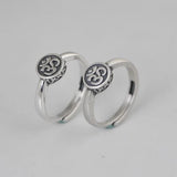 Real 925 Sterling Silver Mantra OM Ring for Men and Women Matte & Polished Opening Type Resizable Buddhism Jewelry - GQTORCH Jewelry