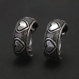 Real 925 Sterling Silver Retro Hoop Earrings for Women Men Geometric Heart Wheat Leaf Whale Vintage Punk Rock Ear Jewelry Gift