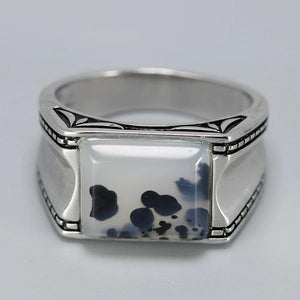 Solid 925 Silver Ring Cool Vintage Men's Rings Aeolus With Natural Stone Original Color Turkish Man Jewelry Bague Argent - GQTORCH Jewelry