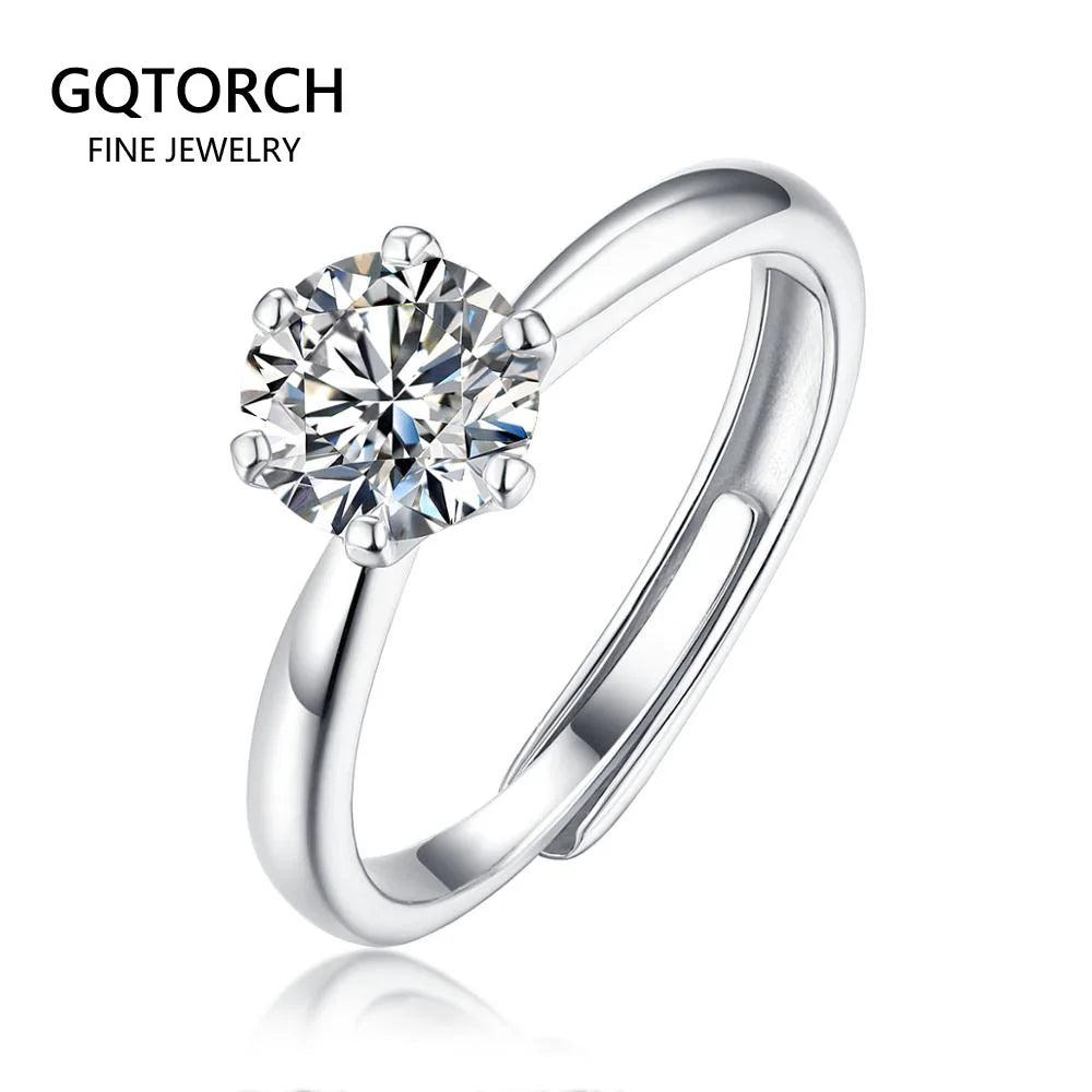 Wedding Rings Classic 0.5-3 Carat 6 Claws 925 Silver Sterling Marquise Moissanite Ring Round Brilliant Cut Rings For Women - GQTORCH Jewelry