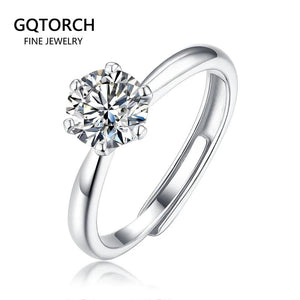 Wedding Rings Classic 0.5-3 Carat 6 Claws 925 Silver Sterling Marquise Moissanite Ring Round Brilliant Cut Rings For Women - GQTORCH Jewelry