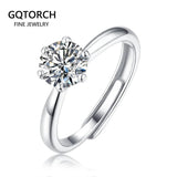 Wedding Rings Classic 0.5-3 Carat 6 Claws 925 Silver Sterling Marquise Moissanite Ring Round Brilliant Cut Rings For Women - GQTORCH Jewelry