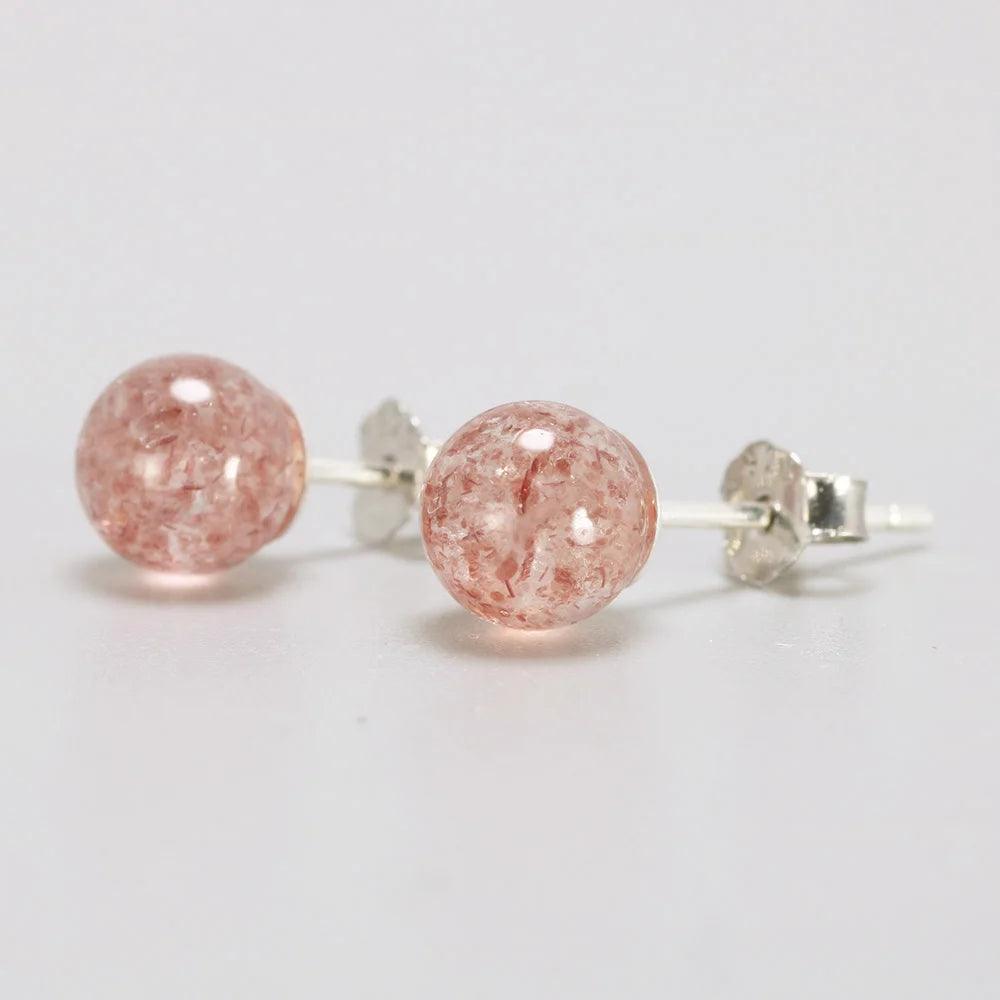 Simple Natural Strawberry Balls Earrings 925 Sterling Silver Earings Fashion Jewelry - GQTORCH Jewelry