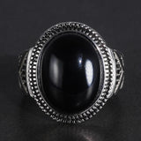 Real Pure 925 Silver Rings Cool Antique Turkey Ring For Men With Natural Stone Oval Black Onyx Turkish Jewellery Anelli Uomo - GQTORCH Jewelry