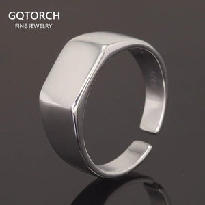 Real 925 Sterling Silver Minimalist Square Ring, Women's Opening Jewelry Fashion Gift - GQTORCH Jewelry