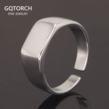 Real 925 Sterling Silver Minimalist Square Ring, Women's Opening Jewelry Fashion Gift - GQTORCH Jewelry