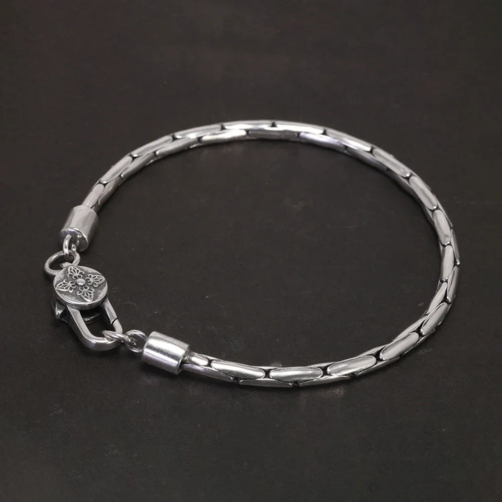 Sterling Silver 925 Jewelry Bamboo Chain Bracelet Sweater Necklace Vintage Fine Jewllery