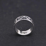 S925 Silver Vintage Thai Silver Ring Wholesale Men and Women Ethnic Style Six-character Mantra Vajra Ring - GQTORCH Jewelry