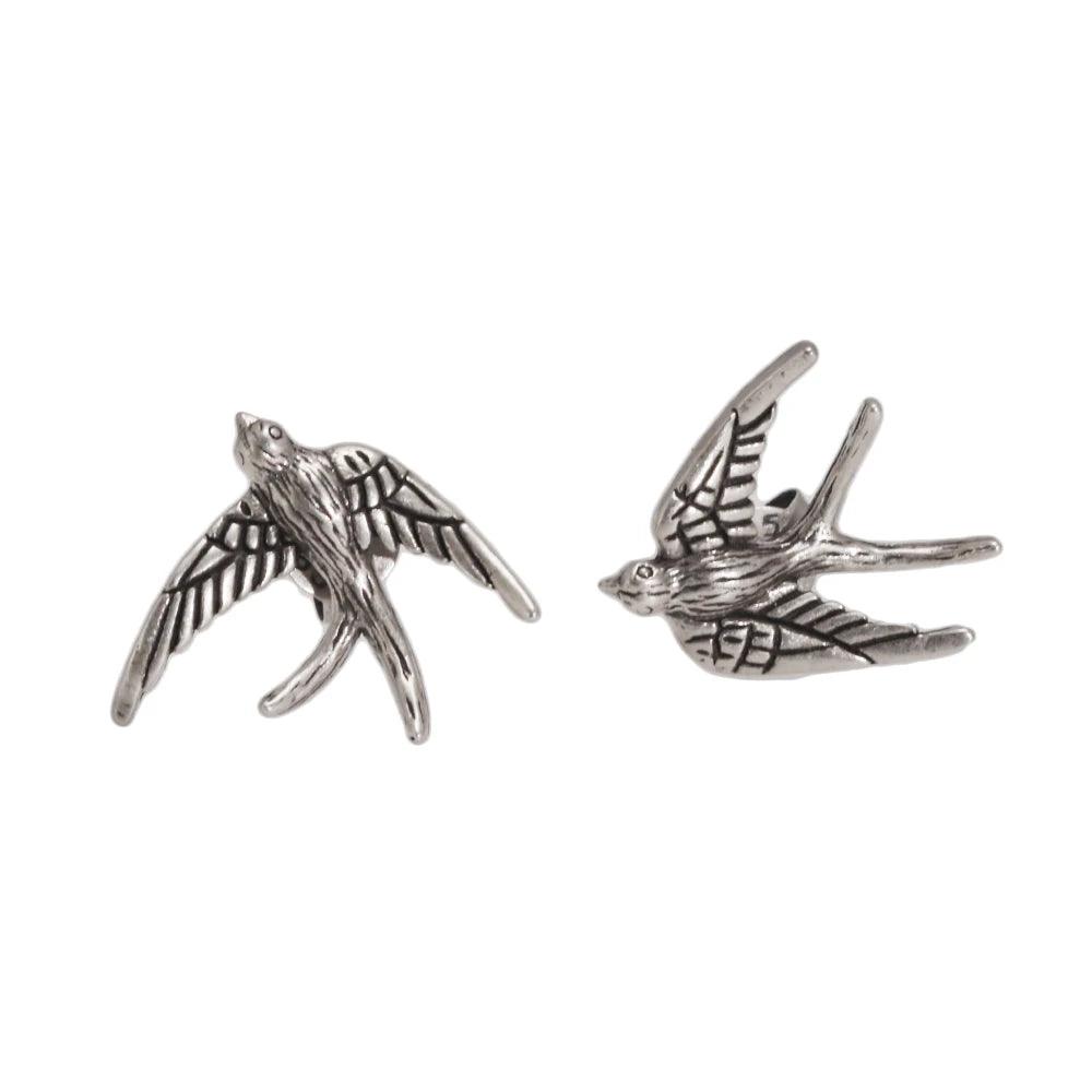 S925 Sterling Silver Vintage Men's and Women's Earrings Swallow Animal Earrings Punk Thai Silver Animal Jewelry - GQTORCH Jewelry