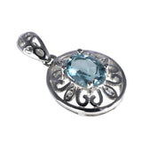 Natural Stones Topaz Quartz Pendant Real Pure 925 Sterling Silver For Women Vintage Women Accessories - GQTORCH Jewelry