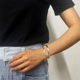 Real 999 Sterling Silver Simple Smooth Cuff Bracelet Men and Women Shining Craft Couple Bangle Minimalism Jewelry - GQTORCH Jewelry