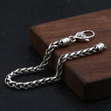 Thai Silver Bracelets with Vajry Pestle Clasp Six Words Mantra Braided Hemp Bracelet for Men and Women 925 Silver Jewelry - GQTORCH Jewelry