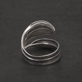 Real 925 Silver Feather Leaf Open Ring for Women Gold Butterfly Fashion Bohemia Vintage Retro Adjustable Fashion Party Jewelry