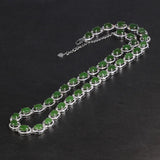 Genuine Sterling Silver 925 Jewelry Natural Green Jade Tennis Chain Necklaces For Women Ethnic Gemstones Jewelry - GQTORCH Jewelry