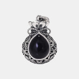 925 Sterling Silver Hollow Water Drop Agate Money Bag Pendant for Women Necklace Simple Jewelry